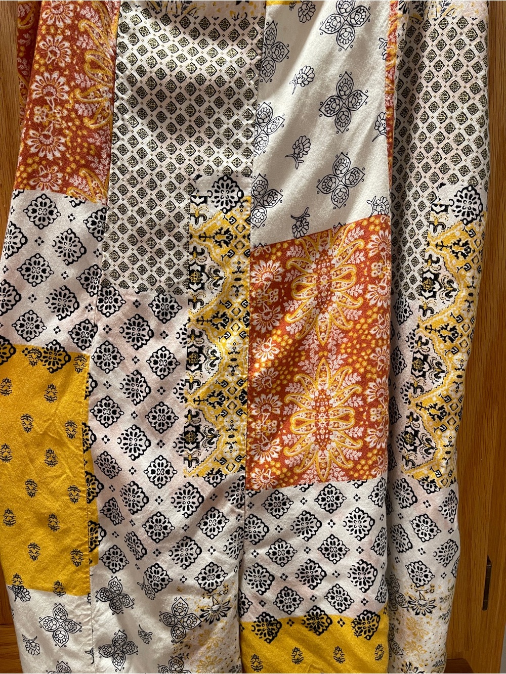 Xhilaration Yellow Multi Patchwork Print Jumpsuit | Size Large| Boho Summer - Picture 2 of 7